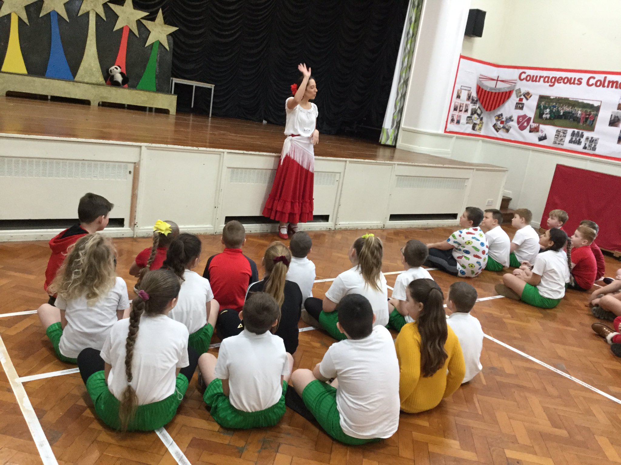 Lucia Flamenco dancer teaching at primary school