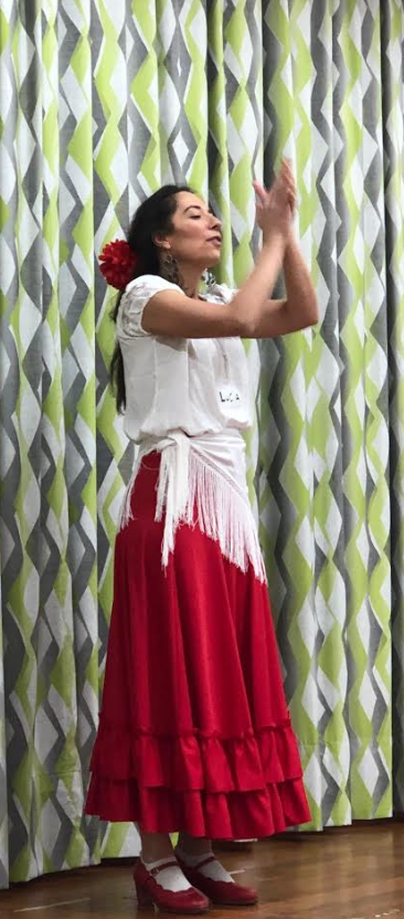 Lucia Flamenco dancer teaching at primary school