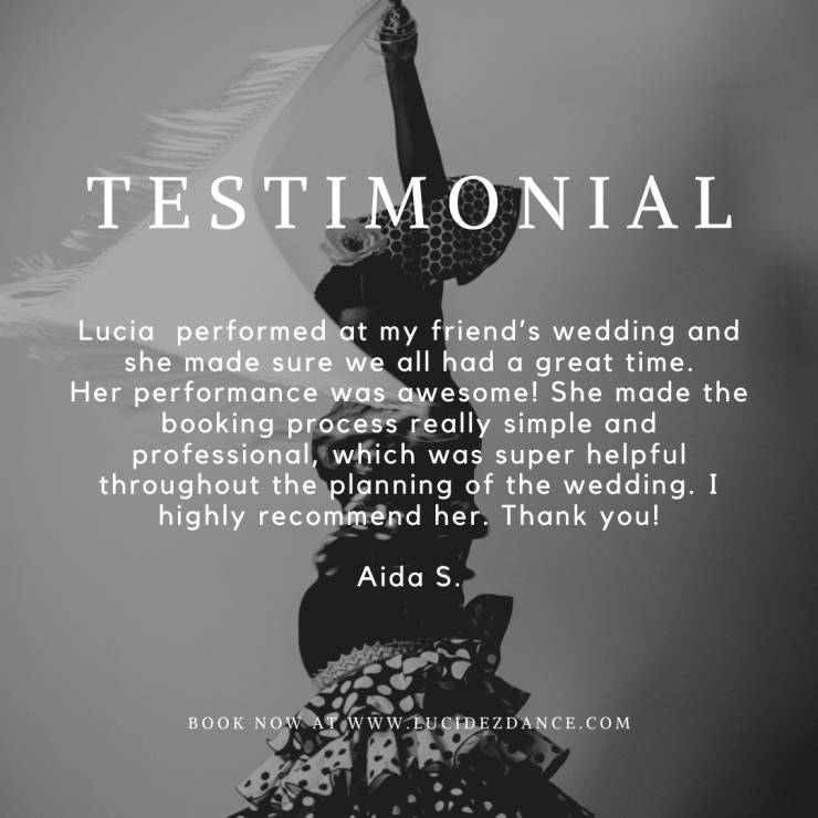 Testimonial Flamenco dancer for weddings