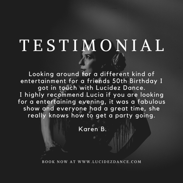 Testimonial Flamenco dancer for 50th birthday party
