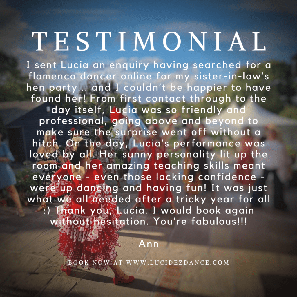 Testimonial Flamenco dancer for hen do
